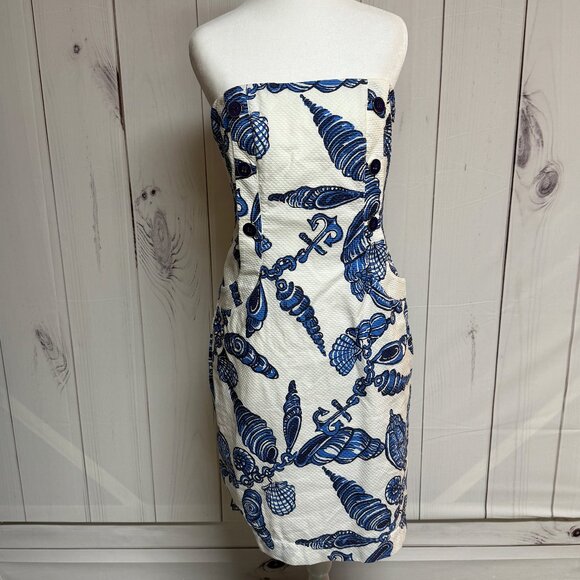 Lilly Pulitzer Vanna Strapless Dress 8 Fallin In Love Jacquard EUC - Picture 1 of 12